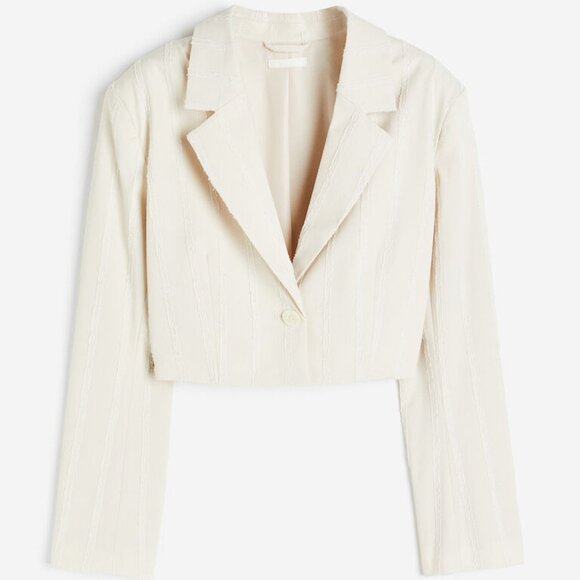 NWT - H&M Textured-weave Crop Jacket - Picture 1 of 8